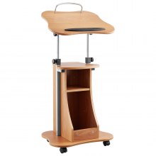 Podium Stand 43 in Wooden Lectern with Lockable Wheels Storage Height Adjustable