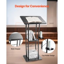 Podium Stand 47 in Curved Metal Lectern Storage Shelf Classroom Wedding Speech