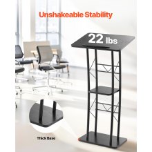 Podium Stand 47 in Curved Metal Lectern Storage Shelf Classroom Wedding Speech