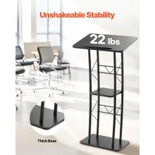 VEVOR Podium Stand 47 in Curved Metal Lectern Storage Shelf Classroom Wedding