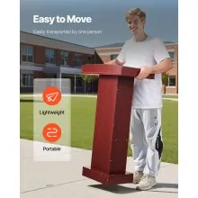 Podium Stand 41 in Elegant Wooden Lectern with Storage Shelf Classroom Church