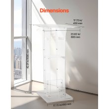 Podium Stand 43 in Portable Acrylic Lectern Storage Shelf Wide Reading Surface