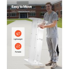 Podium Stand 43 in Portable Acrylic Lectern Storage Shelf Wide Reading Surface