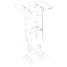 Podium Stand 43 in Portable Acrylic Lectern Storage Shelf Wide Reading Surface