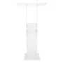 VEVOR Podium Stand, 50-Inch Acrylic Lectern, Portable Laptop Desk with Wide Reading Surface and Storage Shelf, Book Stopper, Floor-Standing, for Classroom, Wedding, Conference, Lecture and Concert
