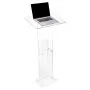 VEVOR Podium Stand, 50-Inch Acrylic Lectern, Portable Laptop Desk with Wide Reading Surface and Storage Shelf, Book Stopper, Floor-Standing, for Classroom, Wedding, Conference, Lecture and Concert