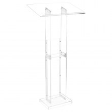 VEVOR Podium Stand, 50-Inch Acrylic Lectern, Portable Laptop Desk with Wide Reading Surface and Storage Shelf, Book Stopper, Floor-Standing, for Classroom, Wedding, Conference, Lecture and Concert