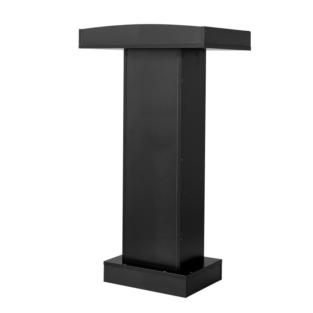 VEVOR Podium Stand, 106 cm Wooden Lectern Laptop Desk with Storage Shelf, for Schools, Churches and Events, Presentation Lectern Stand with Storage Shelf, Three-Sided Panels, Fixed Base, Book Stop