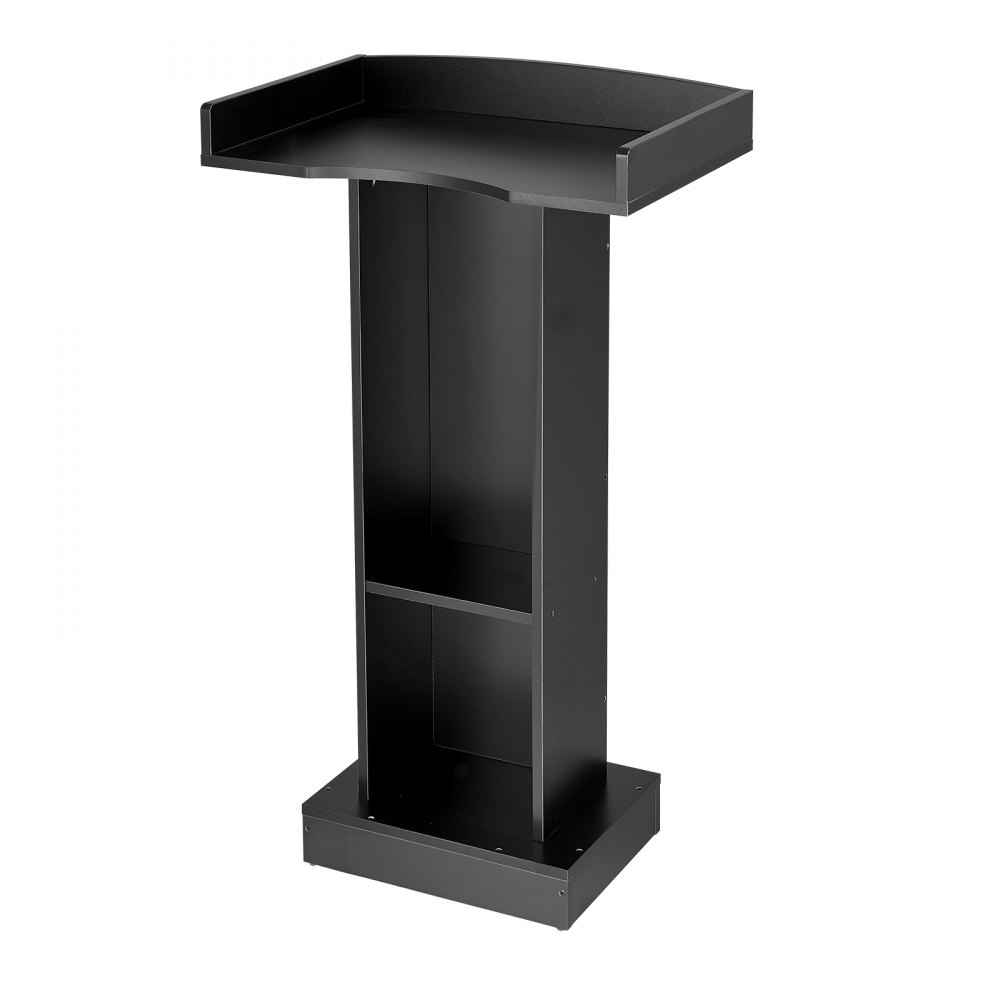 VEVOR Podium Stand, 106 cm Wooden Lectern Laptop Desk with Storage Shelf, for Schools, Churches and Events, Presentation Lectern Stand with Storage Shelf, Three-Sided Panels, Fixed Base, Book Stop