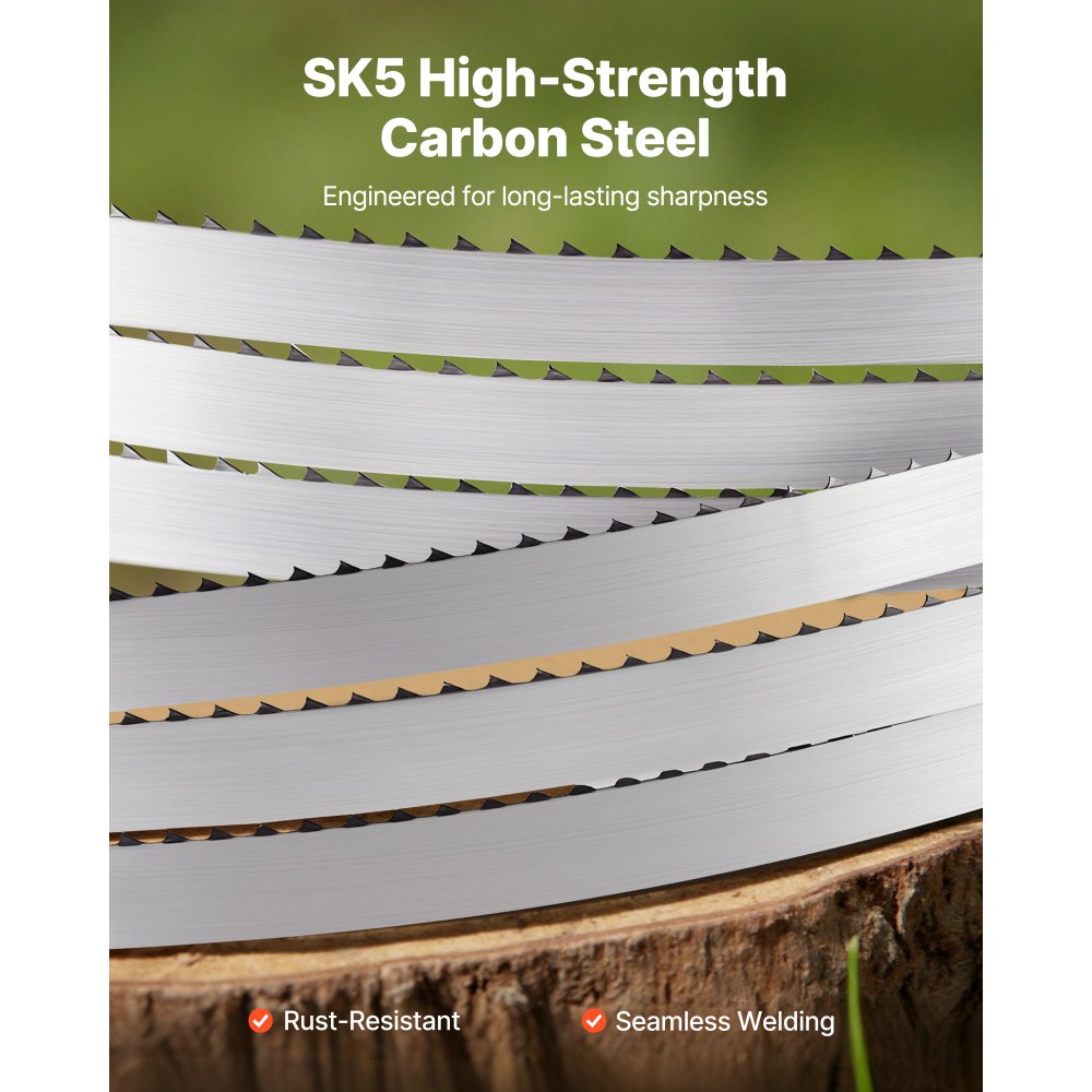 VEVOR Bandsaw Blade, 3810 mm Length, 4 TPI Band Saw Blade with 18 HRC Hardened Sharp Teeth, SK5 High-Strength Carbon Steel, 19 mm Width, Replacement for Major Woodworking Band Saw Brands, 1 Pack