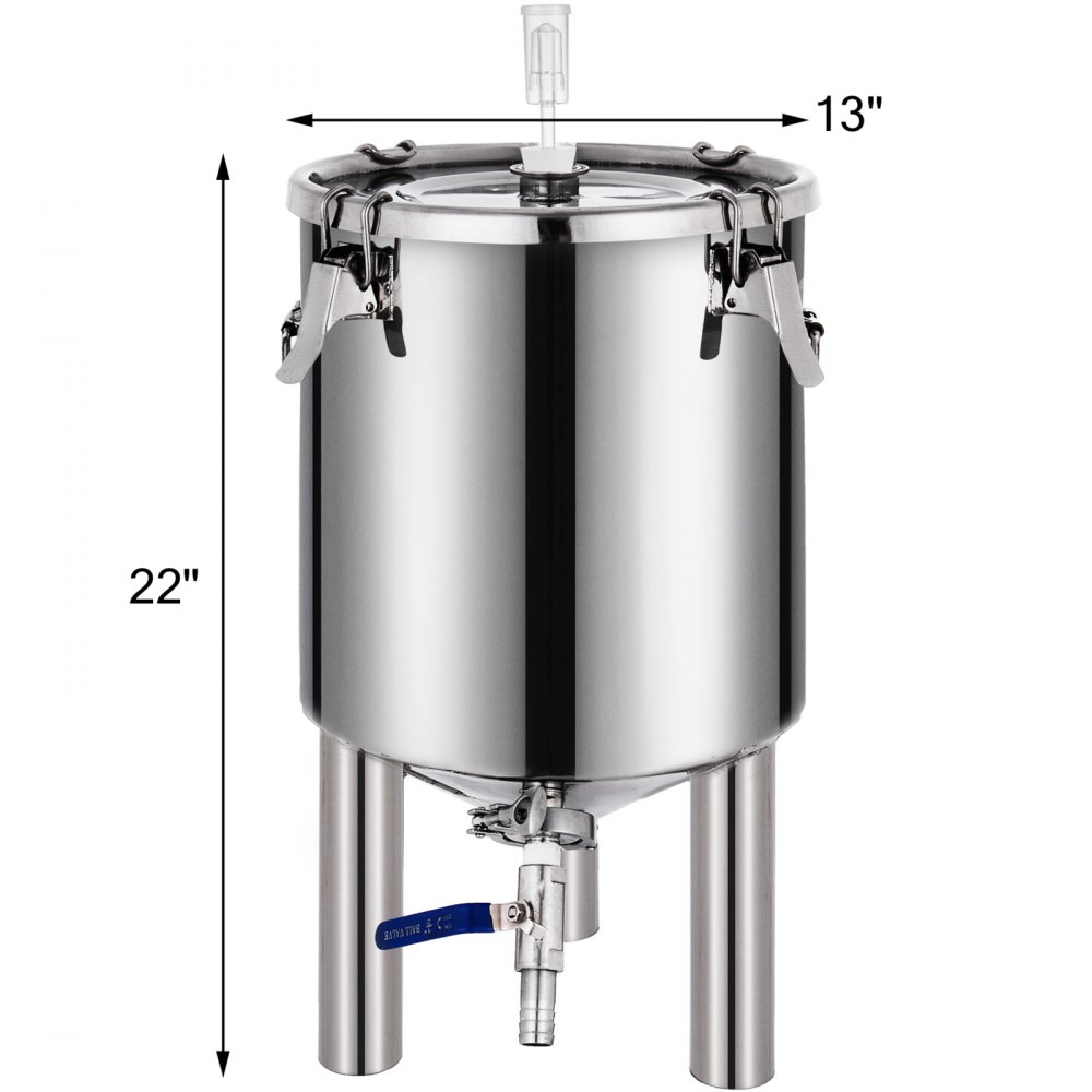 VEVOR 7Gallon/ 26Liter Brew Fermenter Conical Brew Fermenter Stainless Steel Brew Fermenter Home Brewing Brew Bucket Fermenter Beer Brewer with conical Base Brewing Equipment