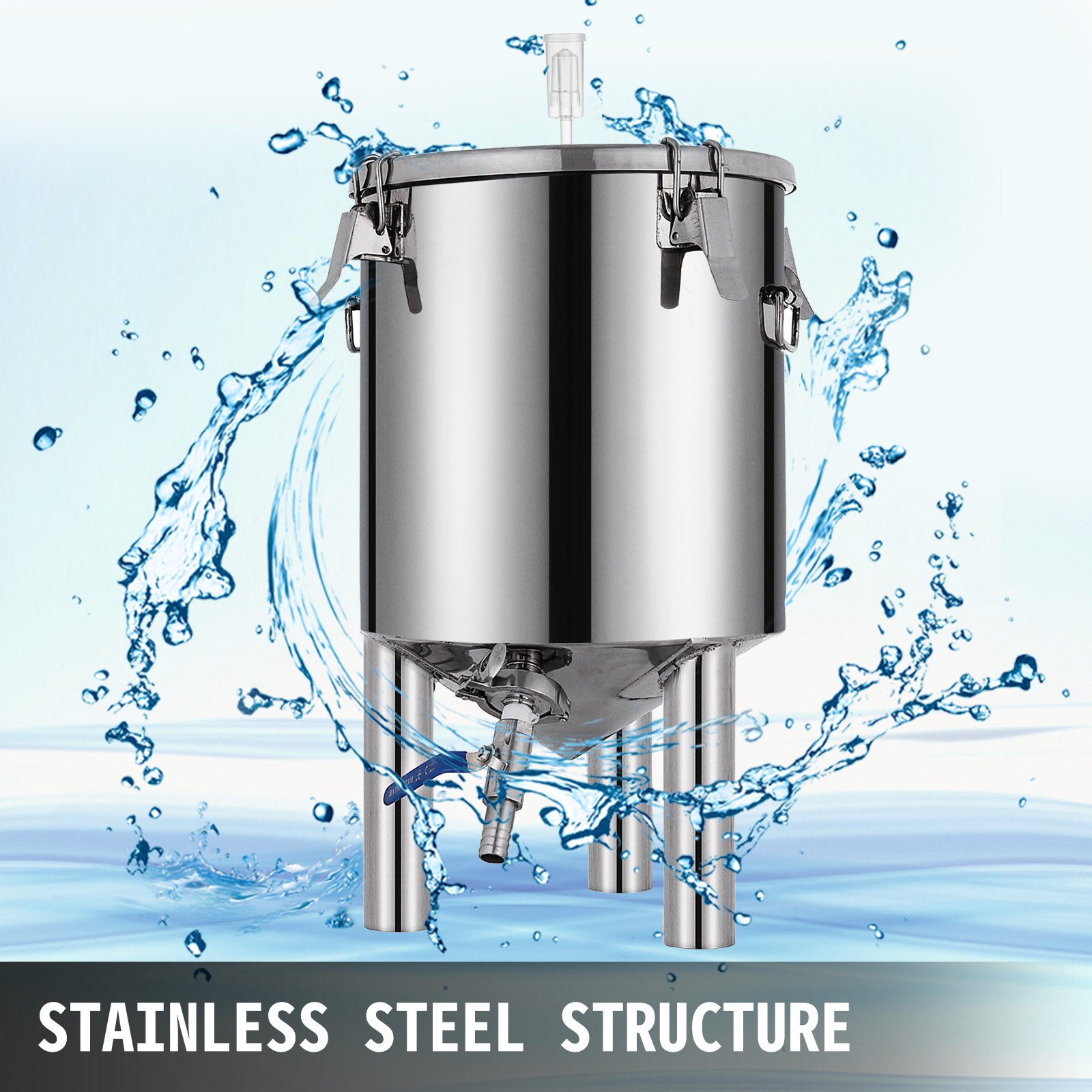 VEVOR 7Gallon/ 26Liter Brew Fermenter Conical Brew Fermenter Stainless Steel Brew Fermenter Home Brewing Brew Bucket Fermenter Beer Brewer with conical Base Brewing Equipment