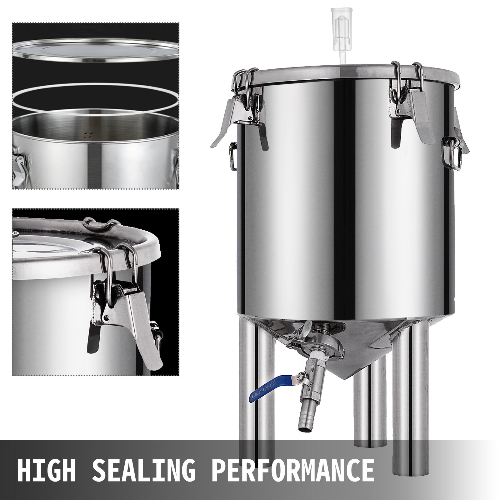 VEVOR 7Gallon/ 26Liter Brew Fermenter Conical Brew Fermenter Stainless Steel Brew Fermenter Home Brewing Brew Bucket Fermenter Beer Brewer with conical Base Brewing Equipment