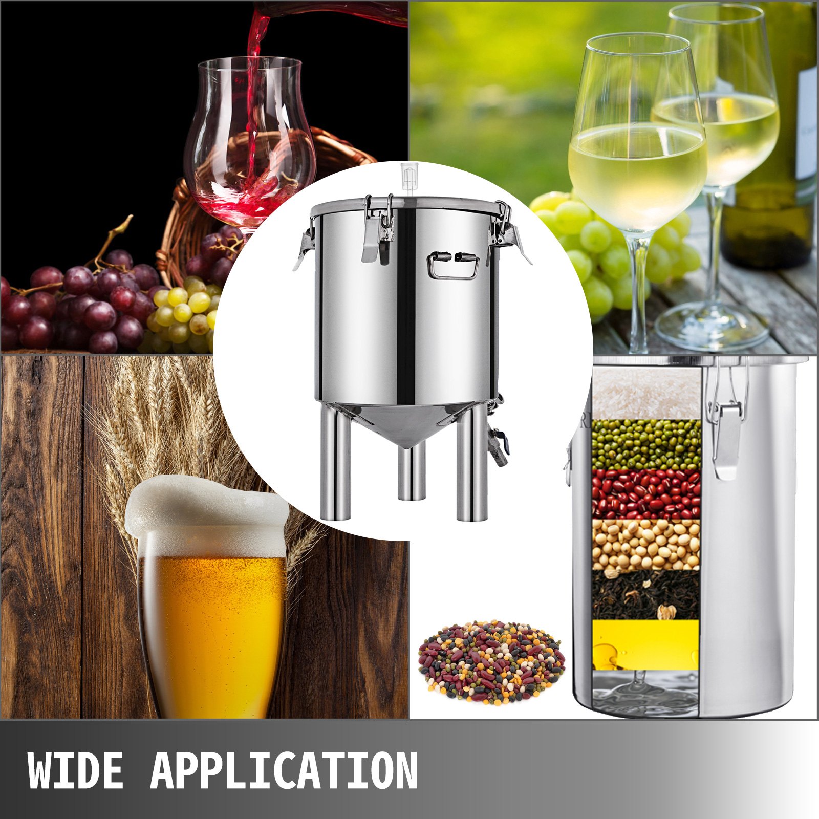 VEVOR 7Gallon/ 26Liter Brew Fermenter Conical Brew Fermenter Stainless Steel Brew Fermenter Home Brewing Brew Bucket Fermenter Beer Brewer with conical Base Brewing Equipment