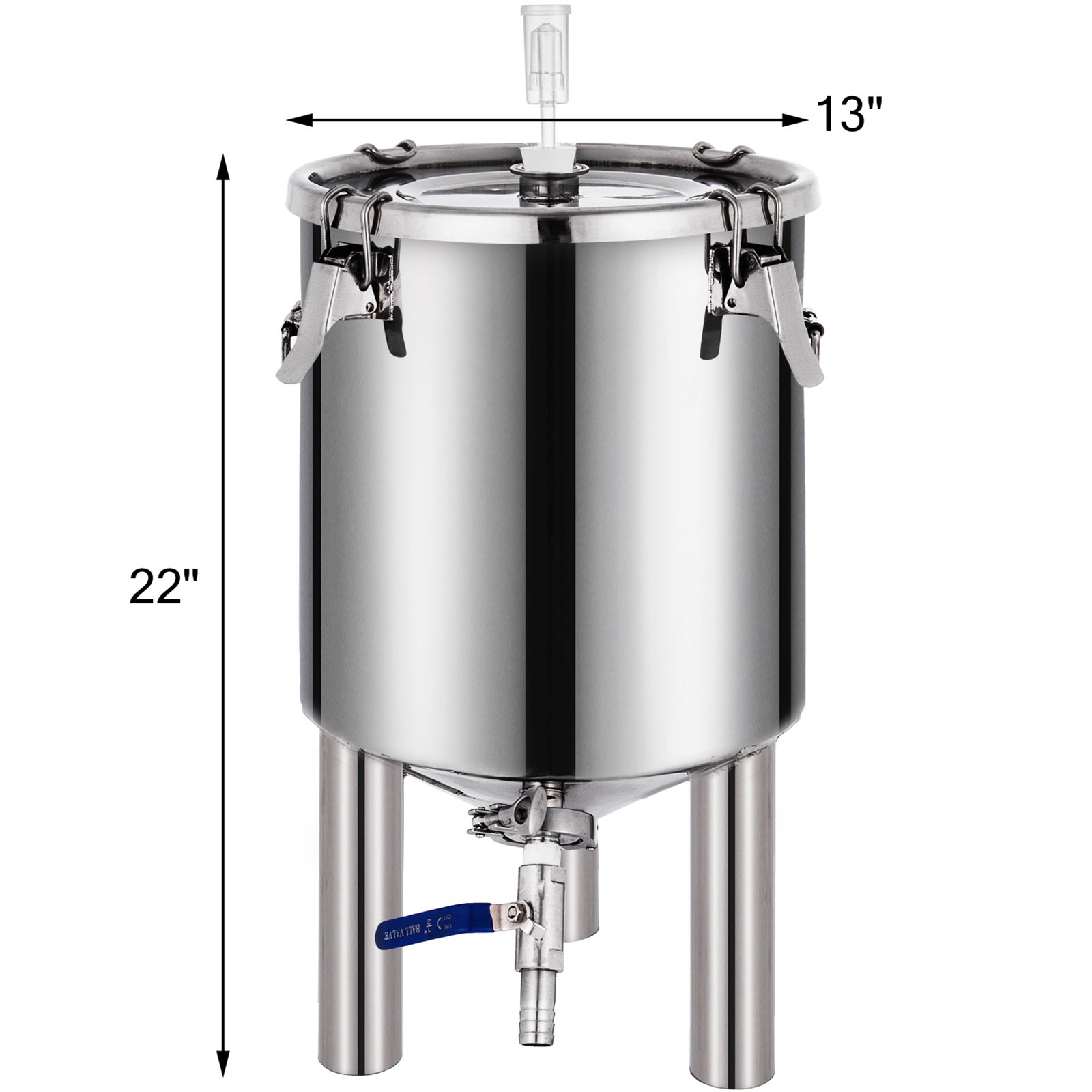 VEVOR 7Gallon/ 26Liter Brew Fermenter Conical Brew Fermenter Stainless Steel Brew Fermenter Home Brewing Brew Bucket Fermenter Beer Brewer with conical Base Brewing Equipment