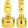 VEVOR Diamond Drill Bits 4PCS Diamond Hole Saw 25/35/50/68mm Tile Hole Saw Kit Vacuum Brazed Diamond Drill Bit 0.59in/15mm Segment Tile Hole Saw w Storage Case for Tile Ceramic Porcelain Marble Stone
