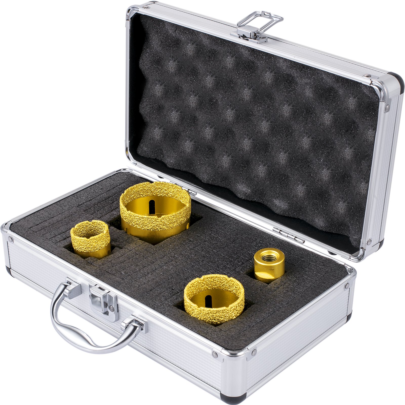 VEVOR Diamond Drill Bits 4PCS Diamond Hole Saw 25/35/50/68mm Tile Hole Saw Kit Vacuum Brazed Diamond Drill Bit 0.59in/15mm Segment Tile Hole Saw w Storage Case for Tile Ceramic Porcelain Marble Stone