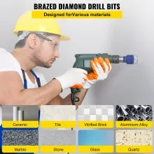 VEVOR Diamond Drill Bits 4PCS Diamond Hole Saw 35/40/50/68mm Tile Hole Saw Kit Vacuum Brazed Diamond Drill Bit 0.59in/15mm Segment Tile Hole Saw w Storage Case for Tile Ceramic Porcelain Marble Stone