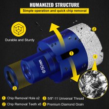 VEVOR Diamond Drill Bits 4PCS Diamond Hole Saw 35/40/50/68mm Tile Hole Saw Kit Vacuum Brazed Diamond Drill Bit 0.59in/15mm Segment Tile Hole Saw w Storage Case for Tile Ceramic Porcelain Marble Stone
