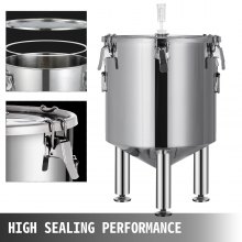 53l Wine Fermentation Bucket Fermenter With Thermometer 304 Stainless Steel