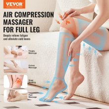 VEVOR Masseur de jambes complètes, masseur de jambes à compression d'air pour pied, mollet, cuisse, genou, 2 niveaux de chauffage du genou, 3 modes et 3 intensités, bottes de massage de compression des jambes pour la circulation, l'enflure et le soulagement de la douleur
