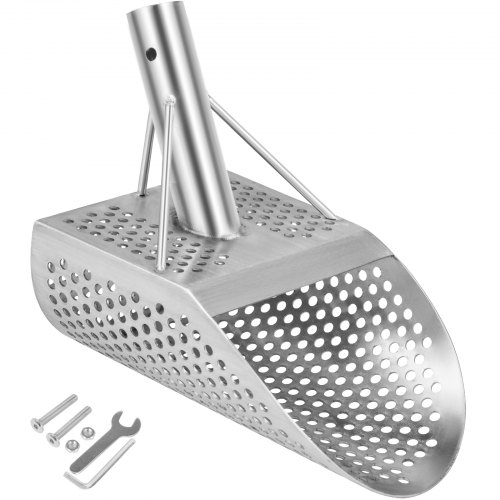 VEVOR Metal Detector Sand Scoop, Stainless Steel Metal Detecting Beach Scoop Scoops, 10 MM Hole Beach Metal Detector Scoop, 2MM Sturdy Light Stainless Steel, for Metal Detecting and Treasure Hunting