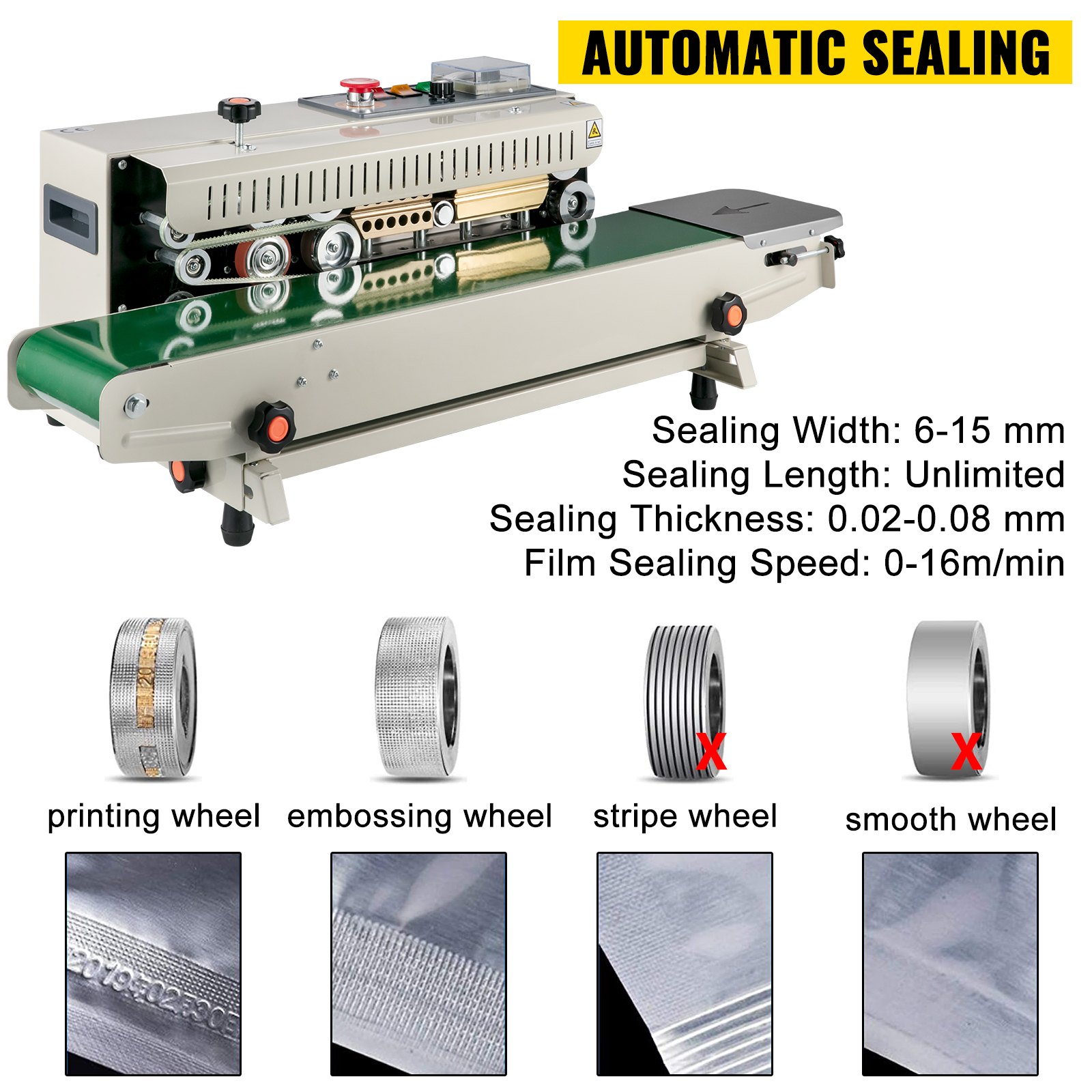 VEVOR Fr-770 Continuous Bag Band Sealing Machine Band Sealer Machine