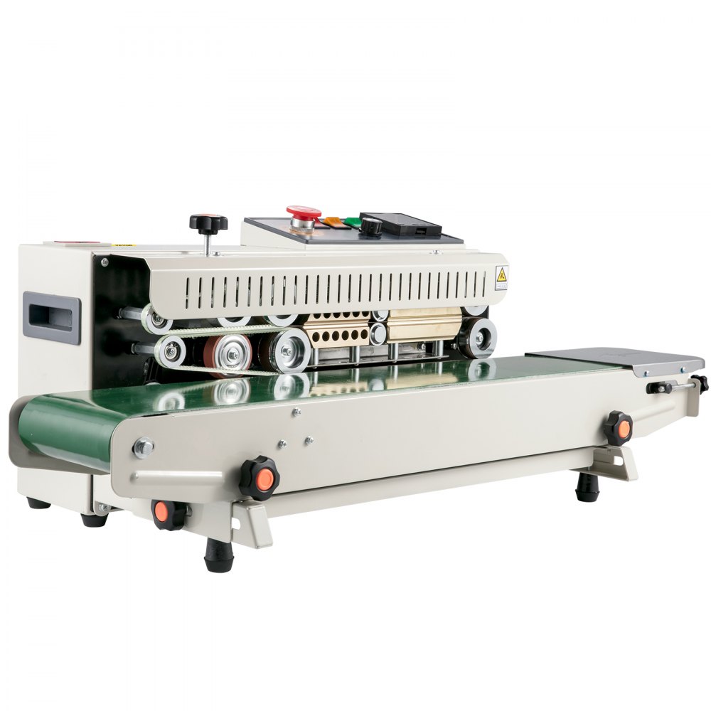 VEVOR Continuous Bag Band Sealing Machine FR770A Horizontal Bag Sealer with Digital Temperature Control Band Sealer Machine for 0.02-0.08 mm Plastic Bags Continuous Band Sealer with Printing Function