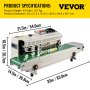 VEVOR Continuous Bag Band Sealing Machine FR770A Horizontal Bag Sealer with Digital Temperature Control Band Sealer Machine for 0.02-0.08 mm Plastic Bags Continuous Band Sealer with Printing Function