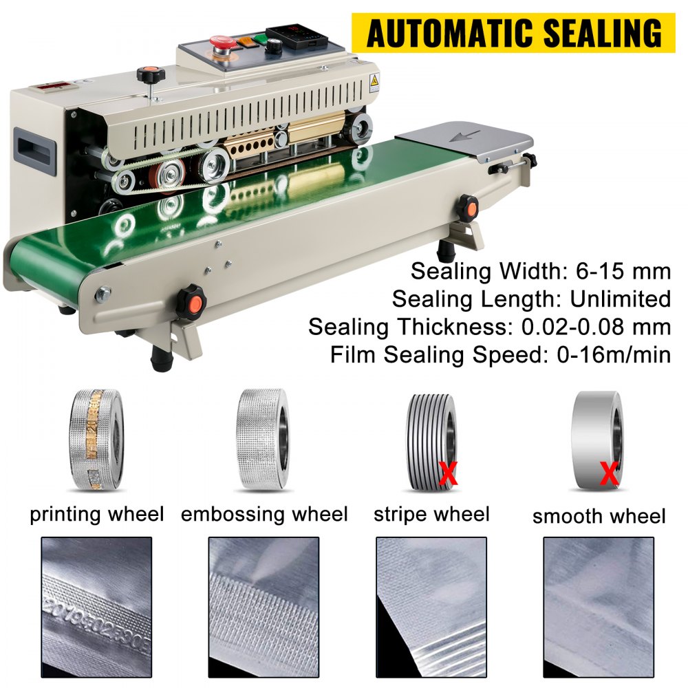 Vevor Continuous Bag Band Sealing Machine Band Sealer Machine Horizontal Fr770a