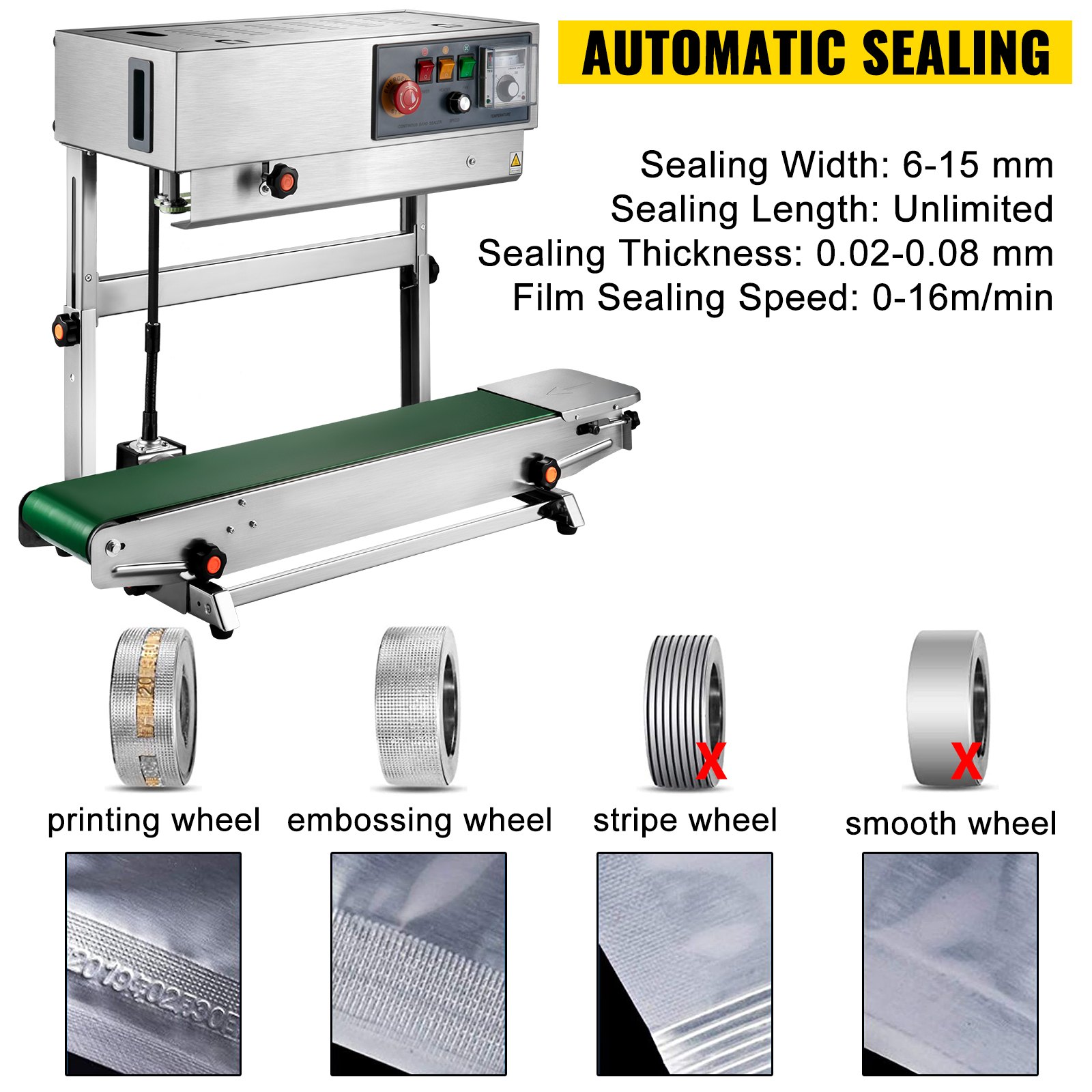 VEVOR Continuous Bag Sealing Machine Band Sealer Machine Horizontal and Vertical