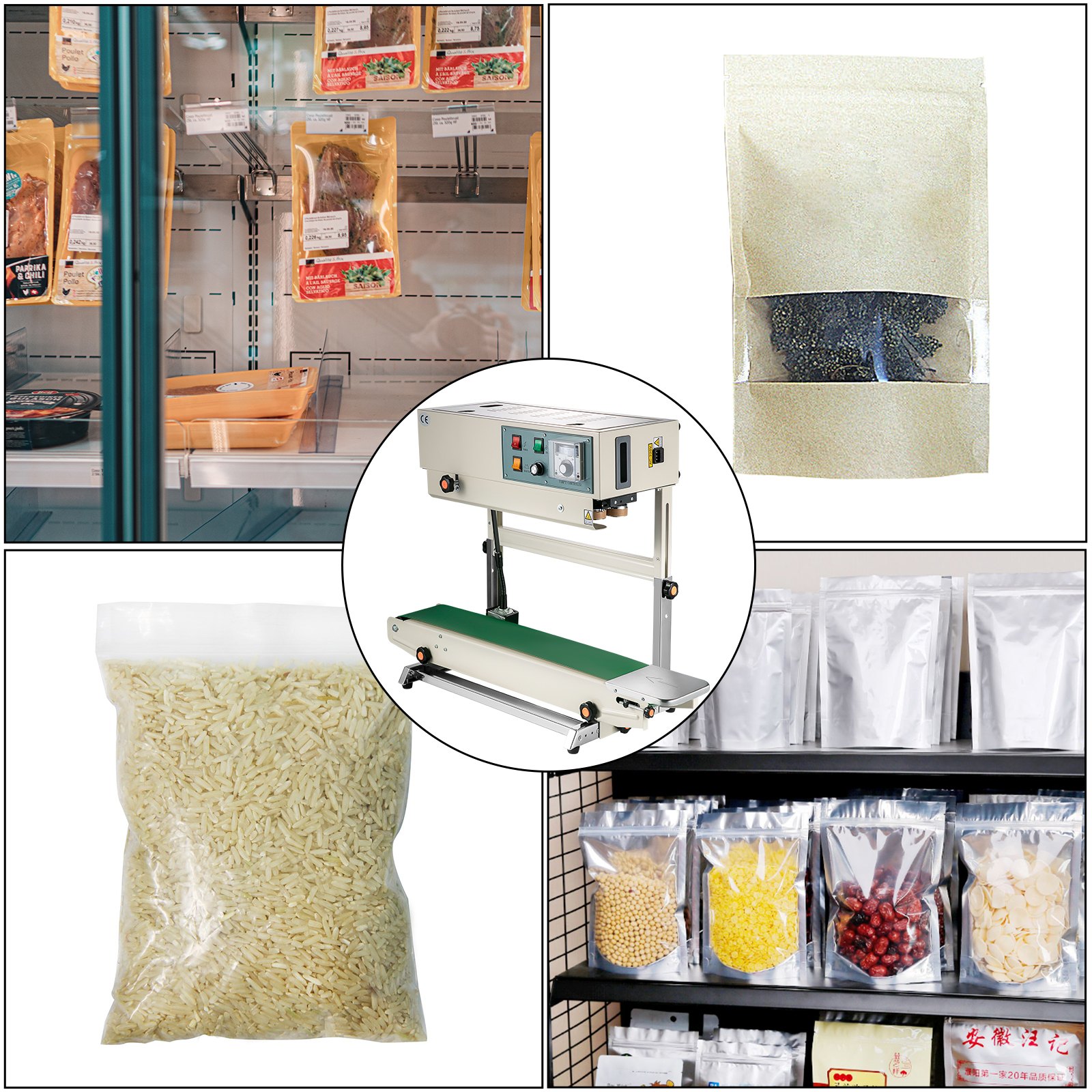 VEVOR Auto Plastic Bag Sealing Machine Band Sealer Vertical FR900 Continuous