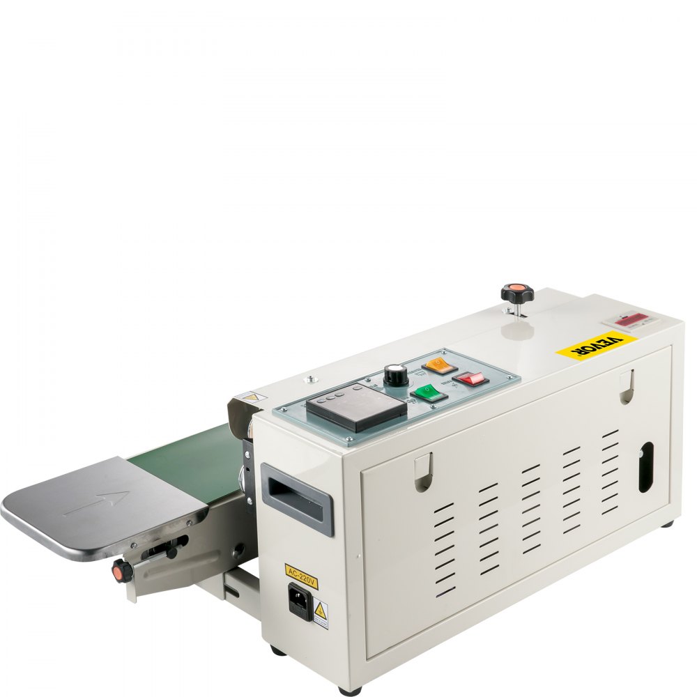 VEVOR Continuous Bag Band Sealing Machine FR900K Band Sealer Machine with Digital Temperature Control Horizontal Bag Sealer for 0.02-0.08 mm Plastic Bags Continuous Band Sealer w/ Printing Function