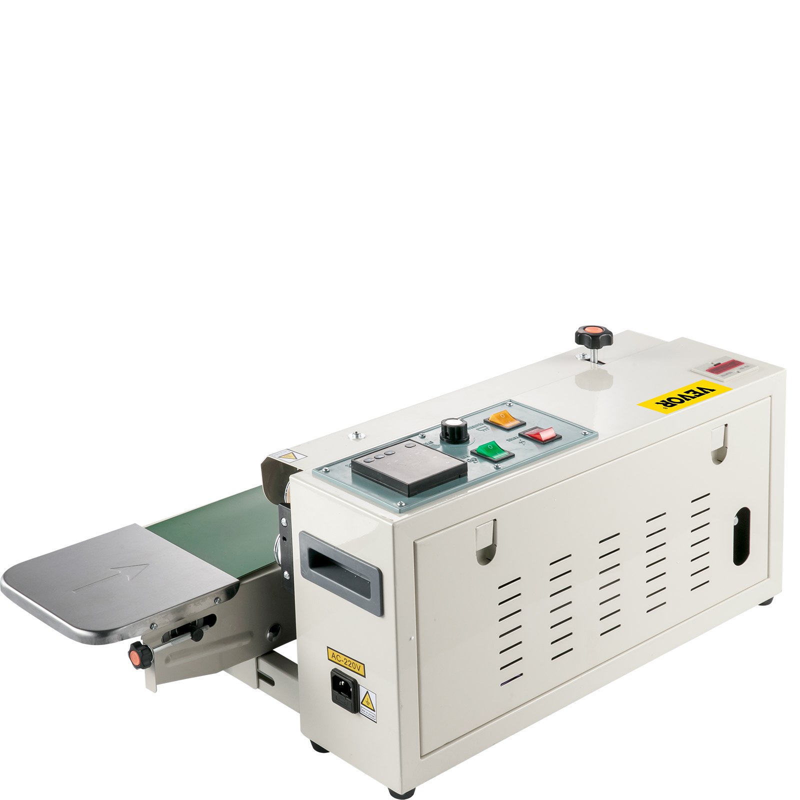 VEVOR Continuous Bag Band Sealing Machine FR900K Band Sealer Machine with Digital Temperature Control Horizontal Bag Sealer for 0.02-0.08 mm Plastic Bags Continuous Band Sealer w/ Printing Function