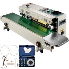 VEVOR kontinuert posebåndforseglingsmaskine FR900K båndforseglingsmaskine med digital temperaturkontrol Horisontal poseforsegling til 0,02-0,08 mm plastikposer kontinuerlig båndforsegler med udskrivningsfunktion
