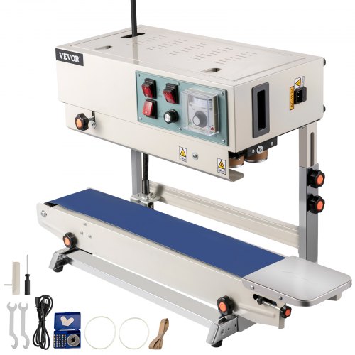 VEVOR Continuous Band Sealer, 0.24-0.6 in/6-15 mm Seal Width, FR900 110V/60Hz Horizontal Sealing Machine, Band Heat Sealer with Digital Temperature Control for PVC Membrane Bag Film
