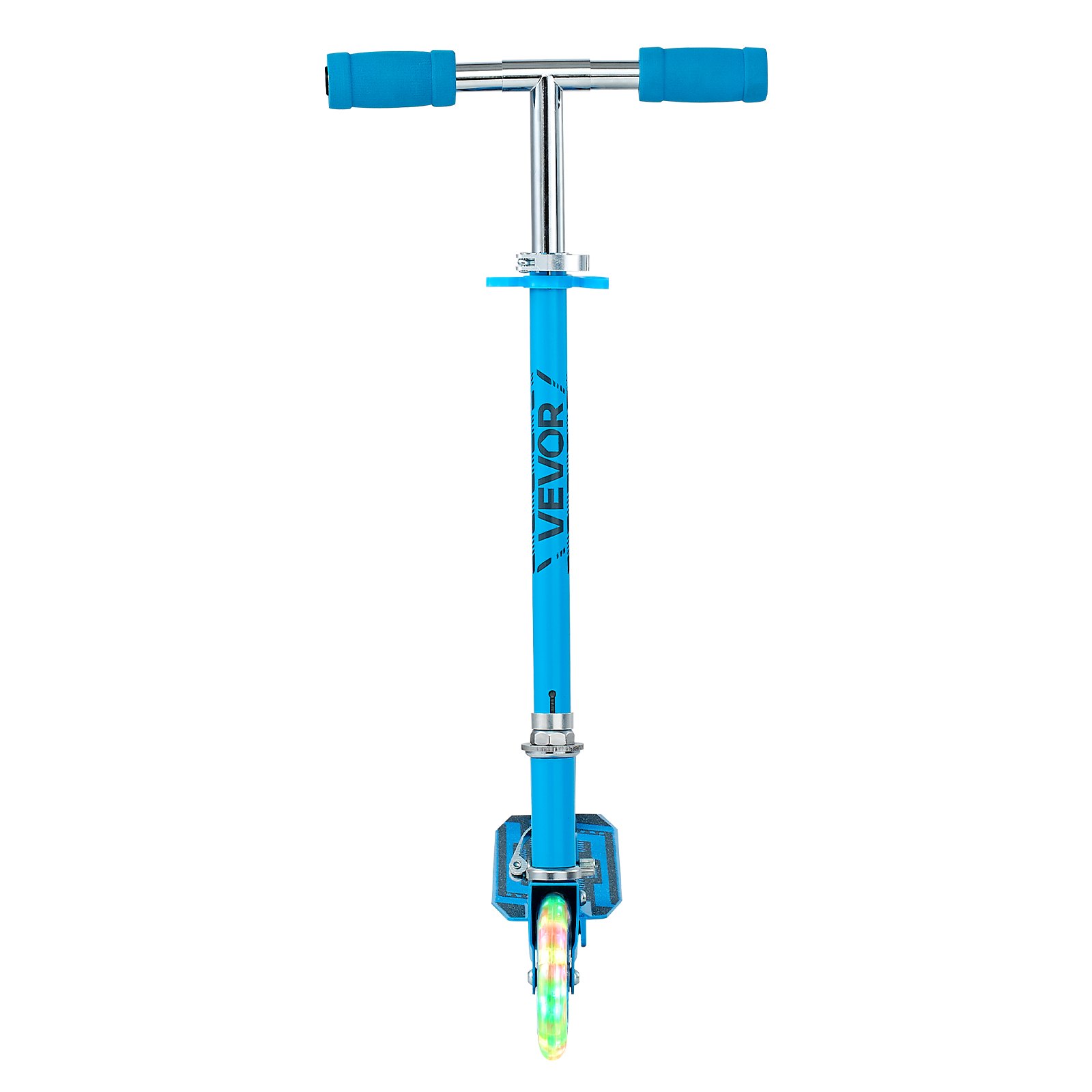 VEVOR Kick Scooter for Kids Ages 3+, 2-Wheel Toddler Scooter with Light-Up Wheels, Adjustable Height Handlebar, Wide Anti-Slip Deck, Foldable Lightweight Frame for Boys and Girls up to 49.9 kg, Blue