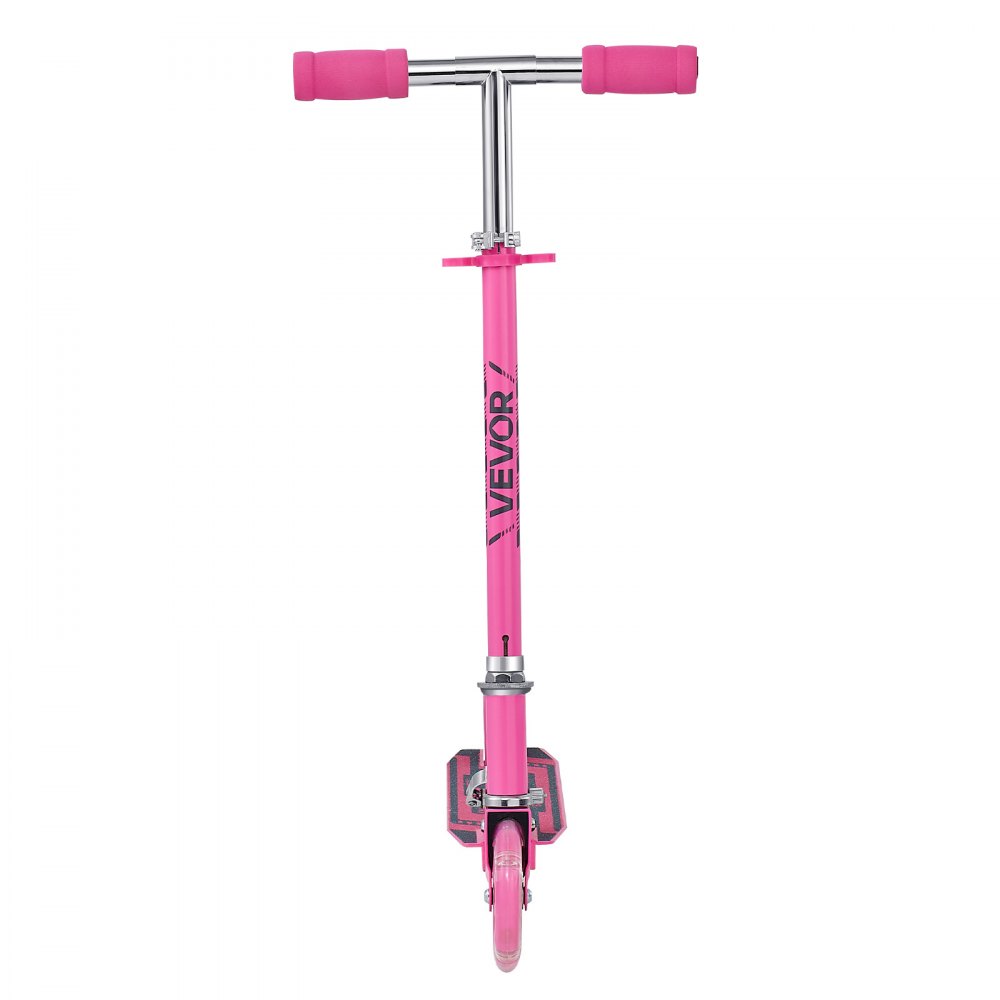 VEVOR Kick Scooter for Kids Ages 3+, 2-Wheel Toddler Scooter with Light-Up Wheels, Adjustable Height Handlebar, Wide Anti-Slip Deck, Foldable Lightweight Frame for Boys and Girls up to 49.9 kg, Pink