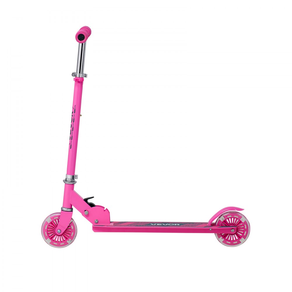VEVOR Kick Scooter for Kids Ages 3+, 2-Wheel Toddler Scooter with Light-Up Wheels, Adjustable Height Handlebar, Wide Anti-Slip Deck, Foldable Lightweight Frame for Boys and Girls up to 49.9 kg, Pink