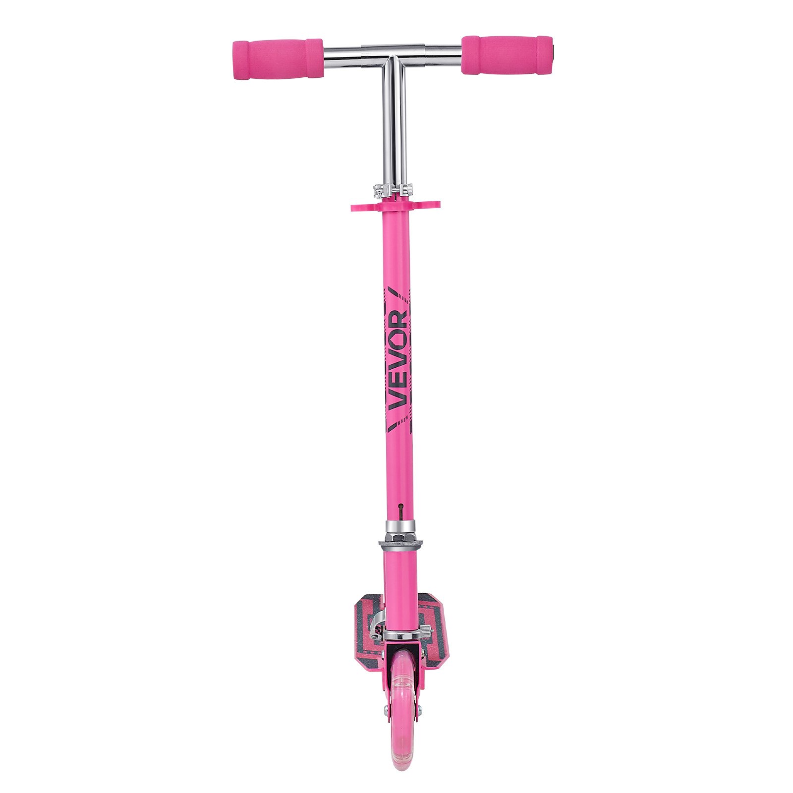 VEVOR Kick Scooter for Kids Ages 3+, 2-Wheel Toddler Scooter with Light-Up Wheels, Adjustable Height Handlebar, Wide Anti-Slip Deck, Foldable Lightweight Frame for Boys and Girls up to 49.9 kg, Pink