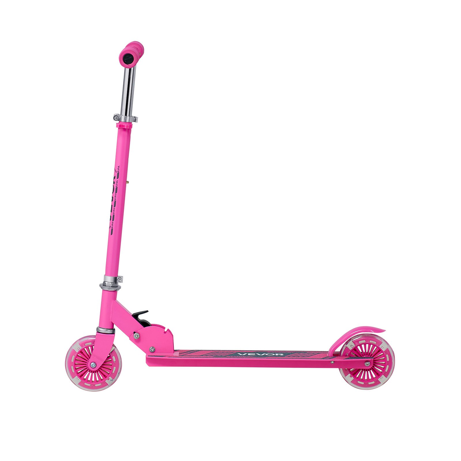 VEVOR Kick Scooter for Kids Ages 3+, 2-Wheel Toddler Scooter with Light-Up Wheels, Adjustable Height Handlebar, Wide Anti-Slip Deck, Foldable Lightweight Frame for Boys and Girls up to 49.9 kg, Pink