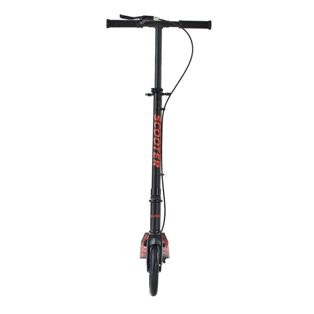 VEVOR Kick Scooter for Kids Ages 8+, Teens & Adults, 2-Wheel Toddler Scooter with Height Adjustable Handlebar, Wide Anti-Slip Deck, Foldable Lightweight Frame for Boys & Girls up to 99.8 kg, Black