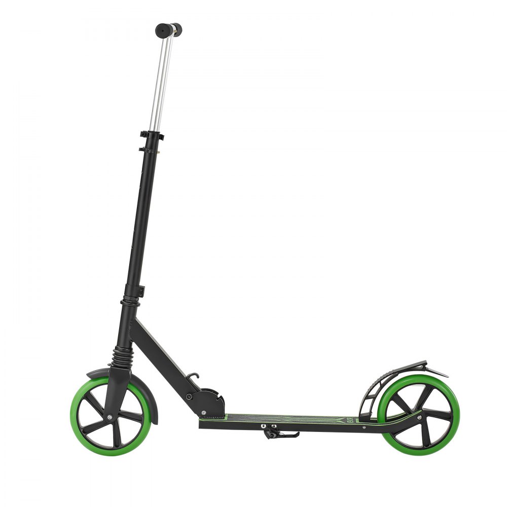 VEVOR Kick Scooter for Kids Ages 8+, Teens & Adults, 2-Wheel Toddler Scooter with Adjustable Height Handlebar, Wide Anti-Slip Deck, Foldable Lightweight for Boys & Girls up to 99.8 kg, Black + Green