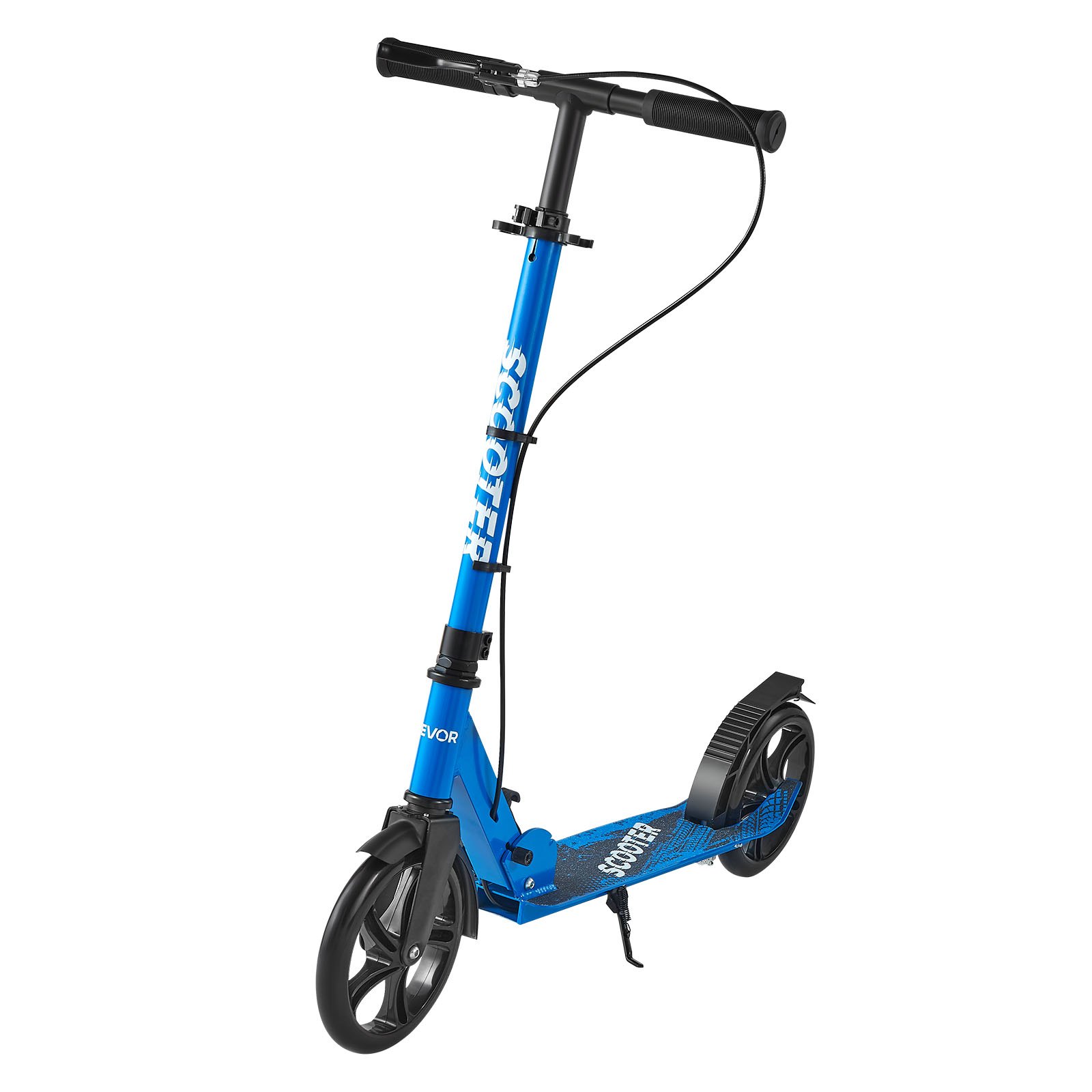 VEVOR Kick Scooter for Kids Ages 8+, Teens & Adults, 2-Wheel Toddler Scooter with Height Adjustable Handlebar, Wide Anti-Slip Deck, Foldable Lightweight for Boys & Girls up to 99.8 kg, Black + Blue