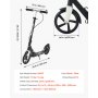 VEVOR Kick Scooter for Kids Ages 8+, Teens & Adults, 2-Wheel Toddler Scooter with Adjustable Height Handlebar, Wide Anti-Slip Deck, Foldable Lightweight for Boys & Girls up to 99.8 kg, Black + Silver
