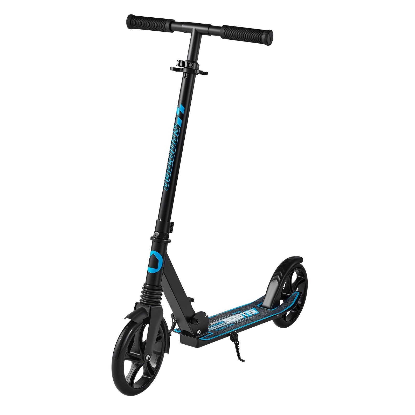 VEVOR Kick Scooter for Kids Ages 8+, Teens & Adults, 2-Wheel Toddler Scooter with Adjustable Height Handlebar, Wide Anti-Slip Deck, Foldable Lightweight for Boys & Girls up to 99.8 kg, Black + Blue
