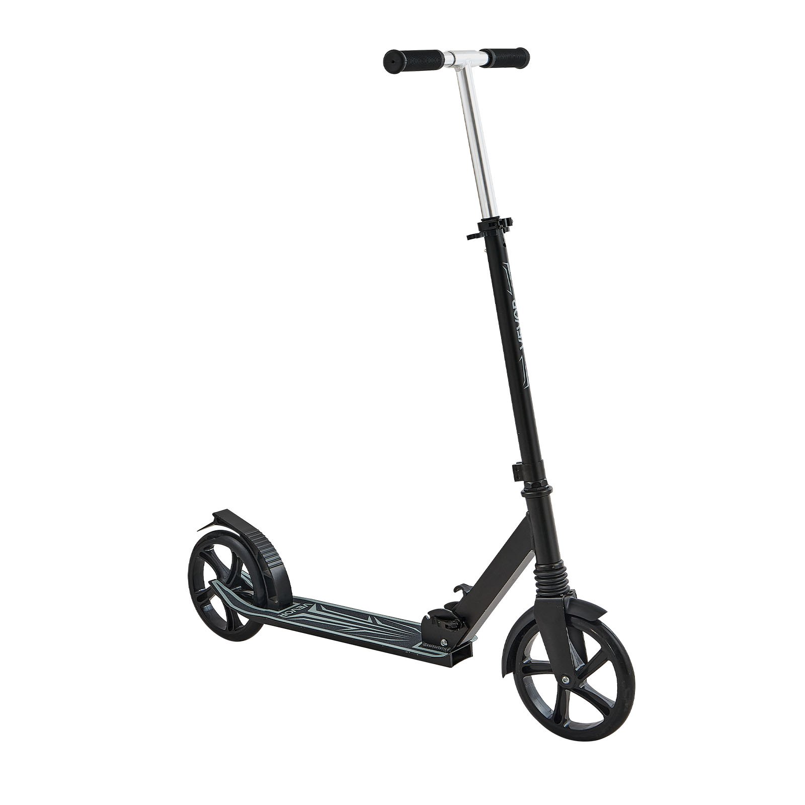 VEVOR Kick Scooter for Kids Ages 8+, Teens & Adults, 2-Wheel Toddler Scooter with Adjustable Height Handlebar, Wide Anti-Slip Deck, Foldable Lightweight Frame for Boys & Girls up to 99.8 kg, Black