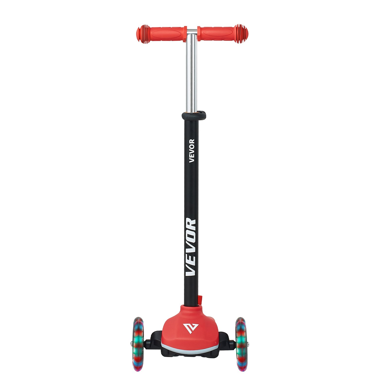 VEVOR Kick Scooter for Kids Ages 3+, 3-Wheel Toddler Scooter with Light-Up Wheels, Adjustable Height Handlebar, Wide Anti-Slip Deck, Lightweight Aluminum Frame for Boys and Girls up to 74.8 kg, Red