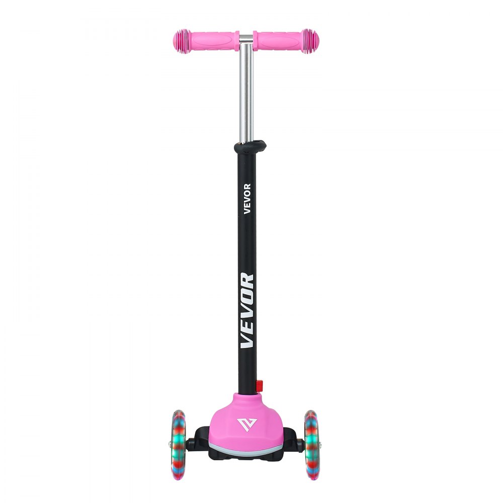 VEVOR Kick Scooter for Kids Ages 3+, 3-Wheel Toddler Scooter with Light-Up Wheels, Adjustable Height Handlebar, Wide Anti-Slip Deck, Lightweight Aluminum Frame for Boys and Girls up to 74.8 kg, Pink