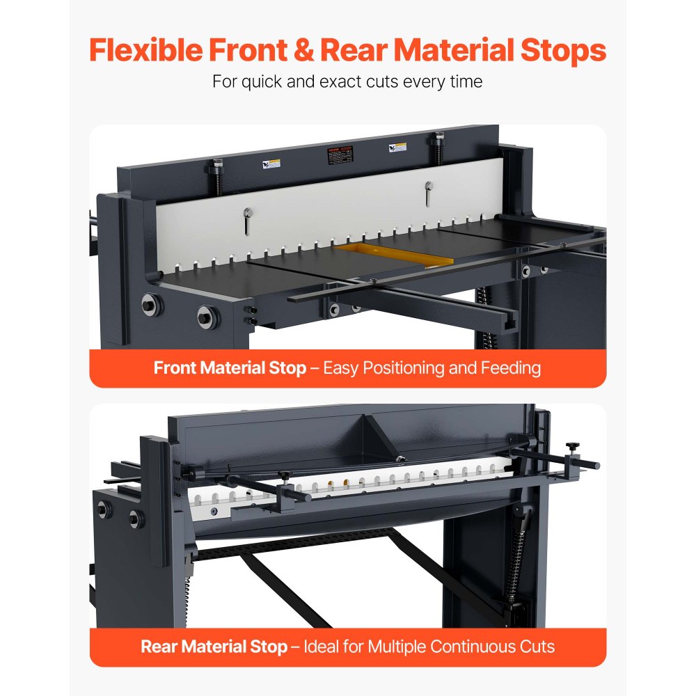 VEVOR Foot Stomp Sheet Metal Shear, 52 in Width Manual Floor Shear, with Soild Steel Frame, Adjustable Blade Gap, Material Stops, Foot-Pedal Control for Cutting Steel, Copper, Rebar, and Aluminum